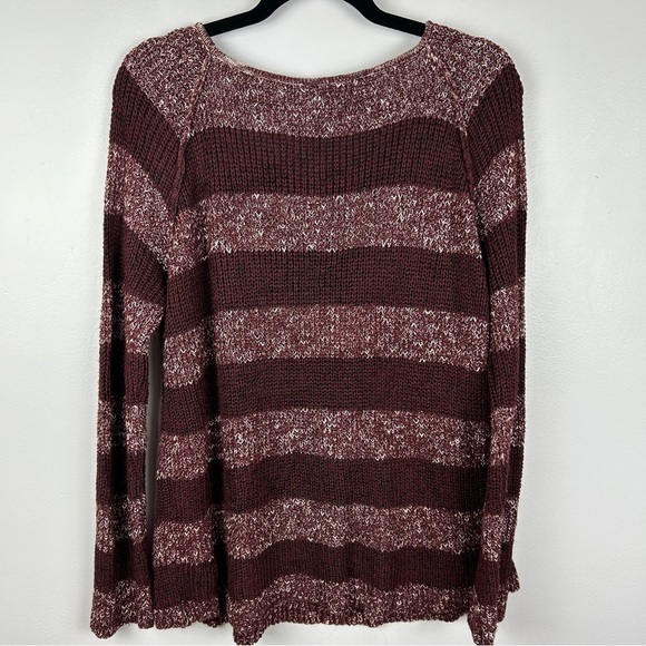 Brandy Melville Wool Linen Blend Colour Block Knit Sweater One Size Burgundy - Picture 12 of 12